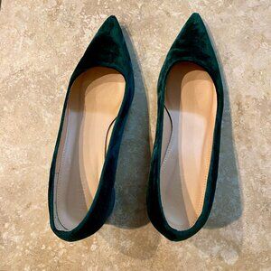 J. Crew Avery Green Velvet Pumps Size 8